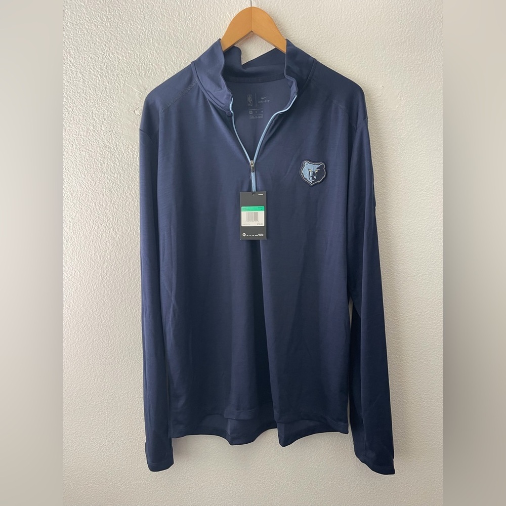 Nike Memphis Grizzlies Quarter Zip Dri Fit Pullover Men's Sz XL Navy Blue